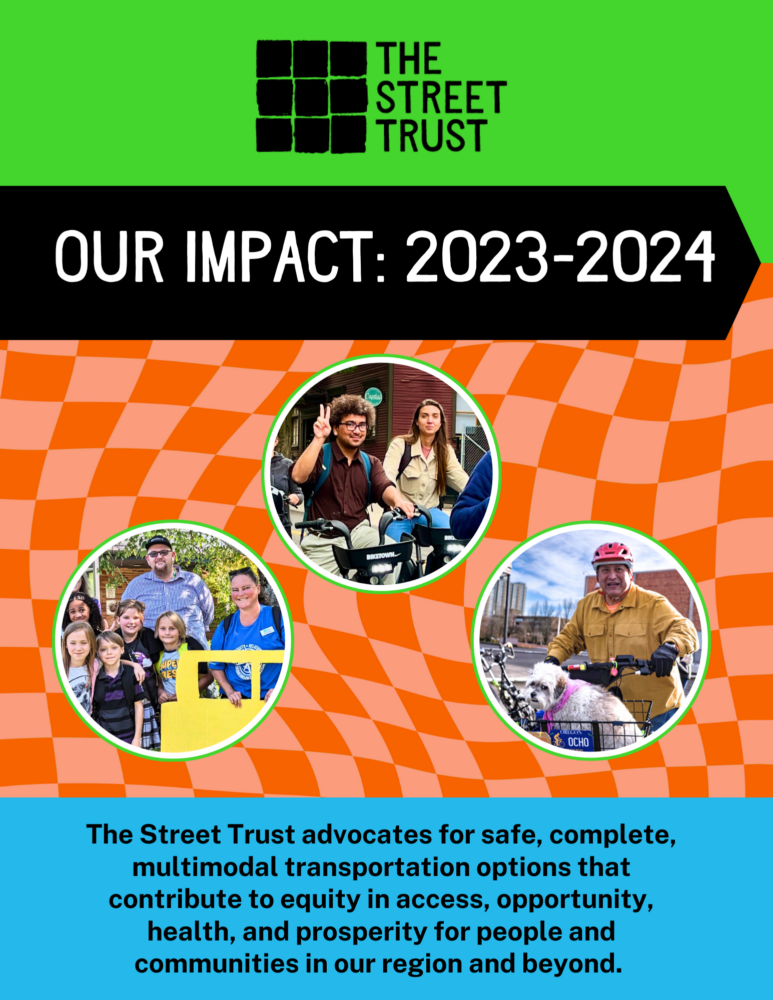 A graphic of the cover of The Street Trust 2023-24 Impact Report.